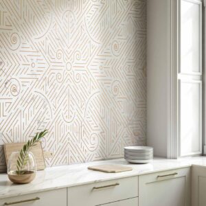 Fotobehang - Geometric Pattern Shades of Gold and Marble Stone