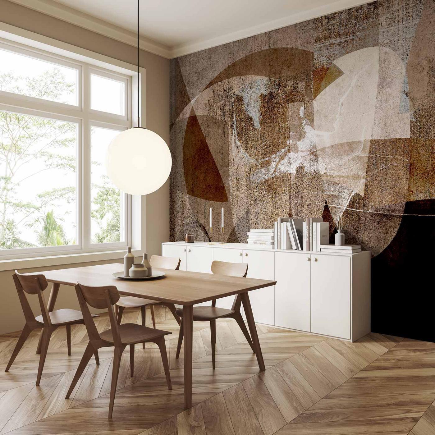 Fotobehang - Geometric abstraction with shapes - composition in brown colours