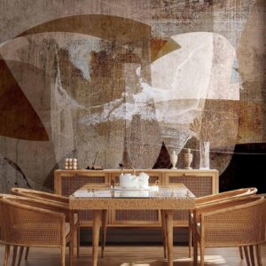 Fotobehang - Geometric abstraction with shapes - composition in brown colours