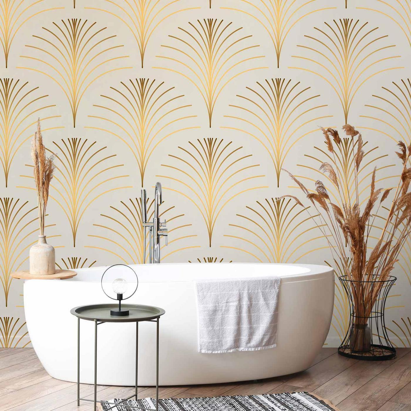 Fotobehang - Gold Linear Pattern on Marble Background