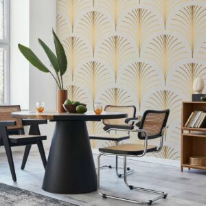 Fotobehang - Gold Linear Pattern on Marble Background