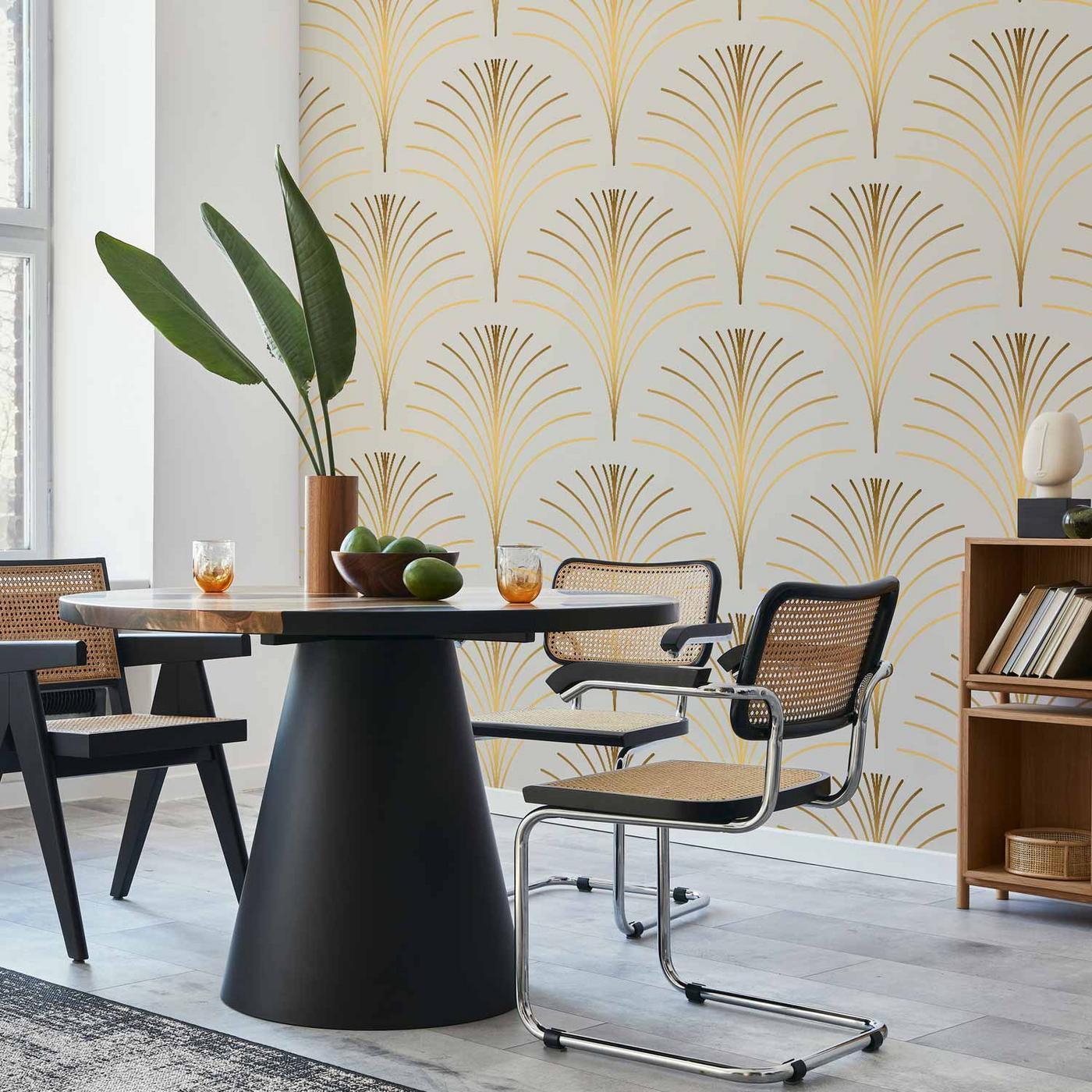 Fotobehang - Gold Linear Pattern on Marble Background