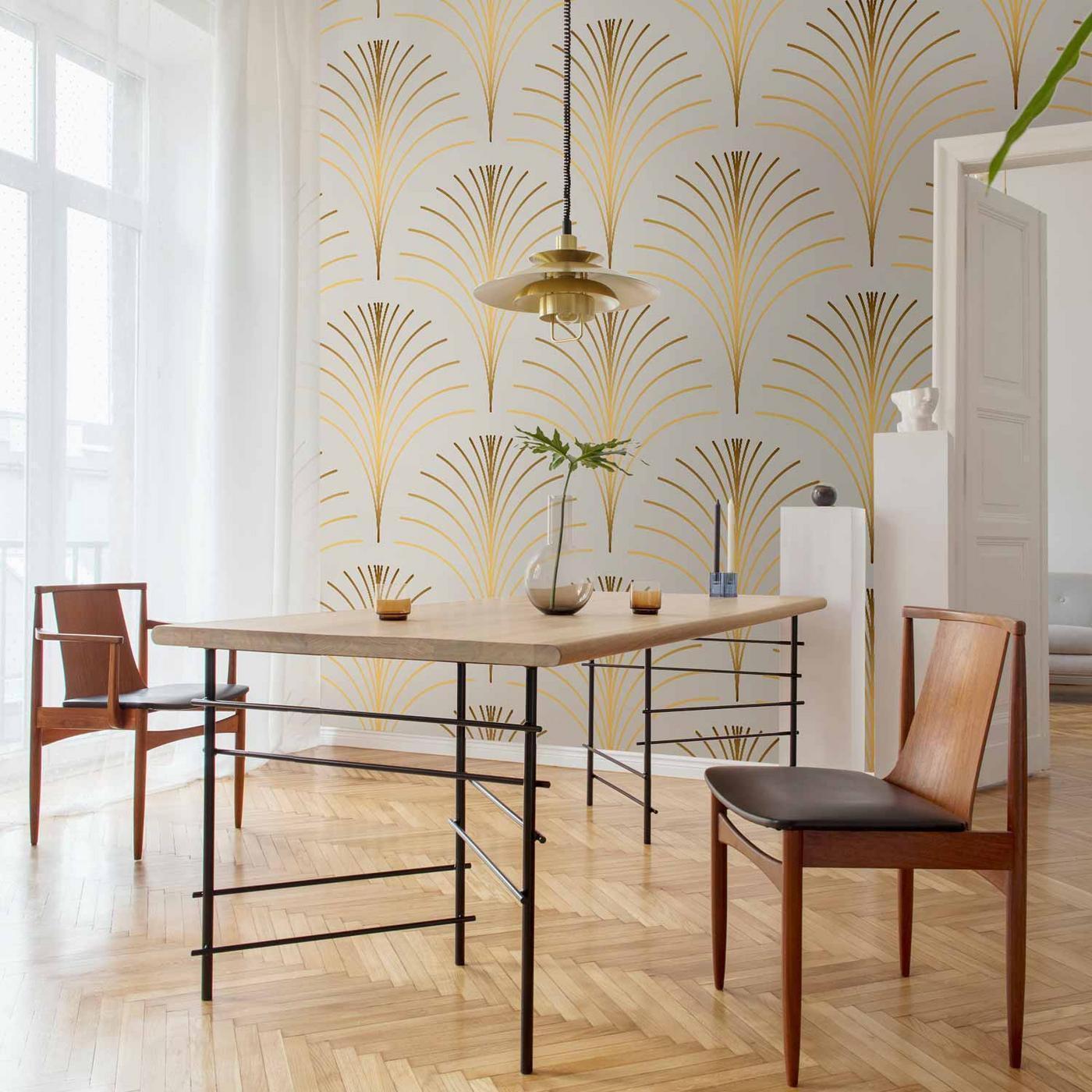 Fotobehang - Gold Linear Pattern on Marble Background