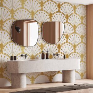 Fotobehang - Gold and Marble Art Deco-inspired Pattern
