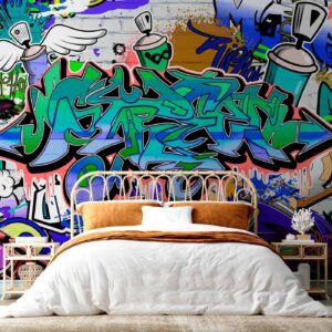 Fotobehang - Graffiti: blue theme