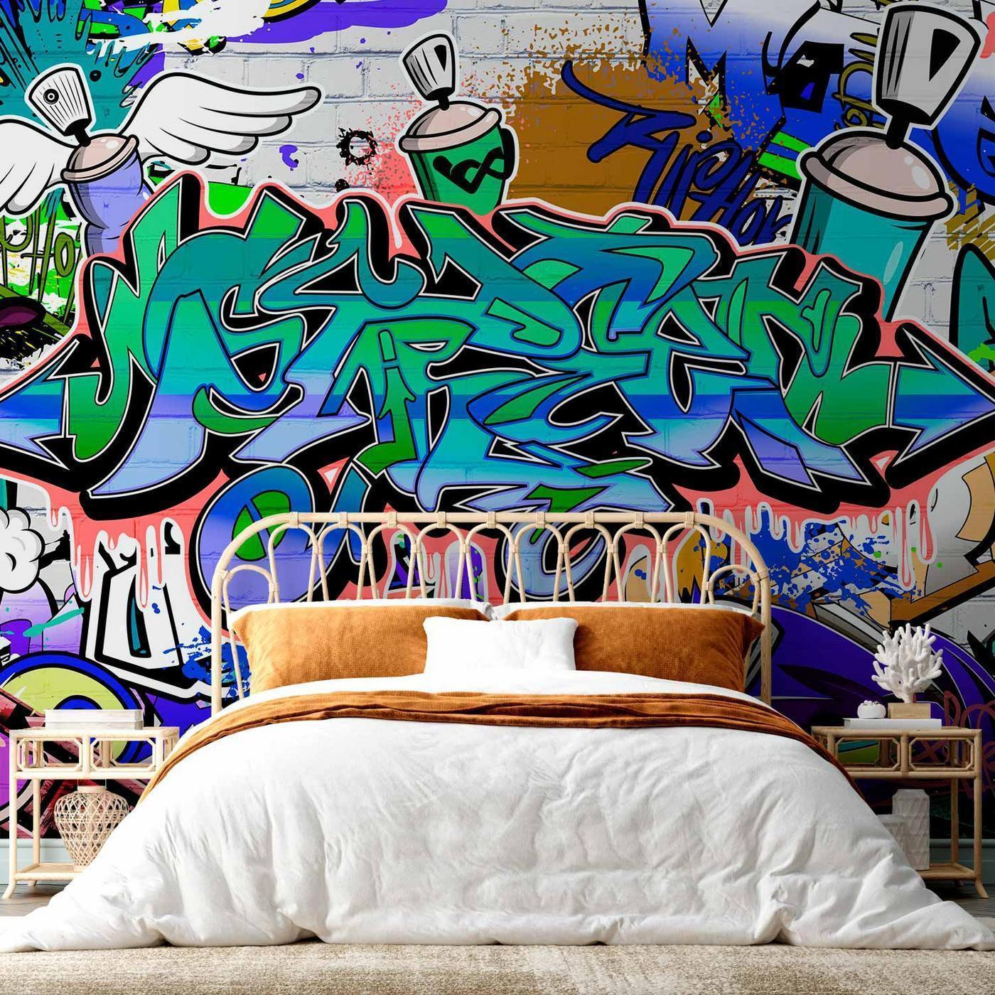Fotobehang - Graffiti: blue theme
