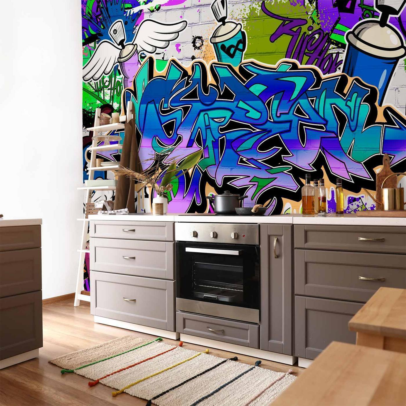 Fotobehang - Graffiti: violet theme