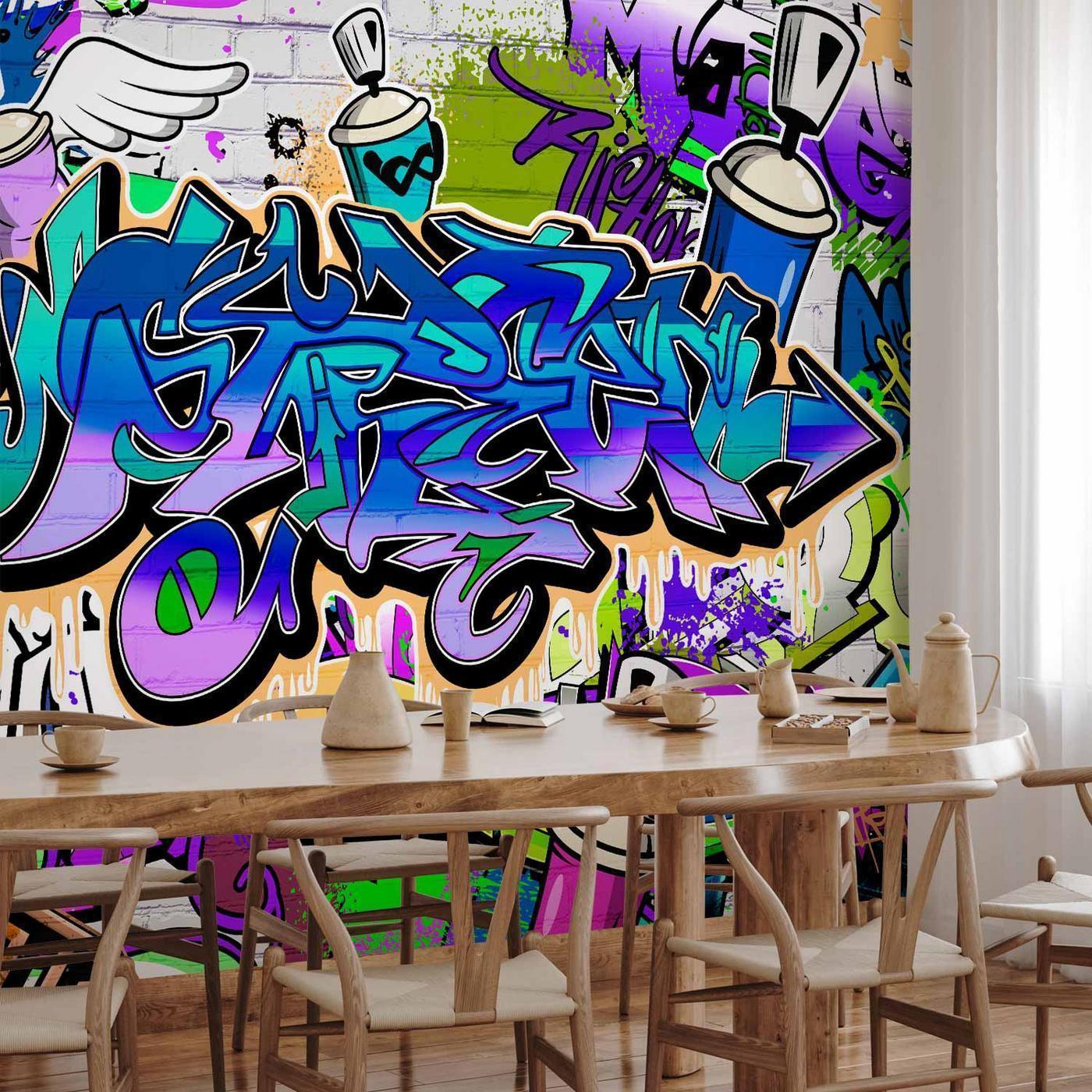 Fotobehang - Graffiti: violet theme