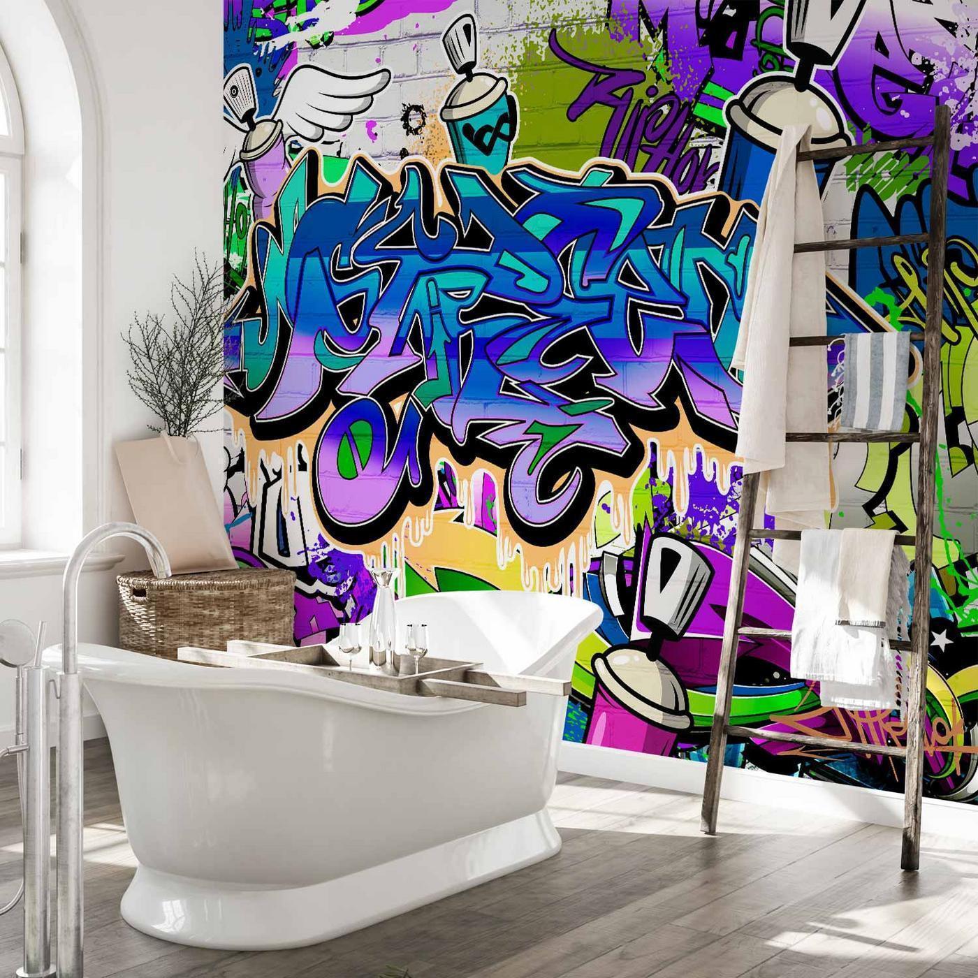 Fotobehang - Graffiti: violet theme