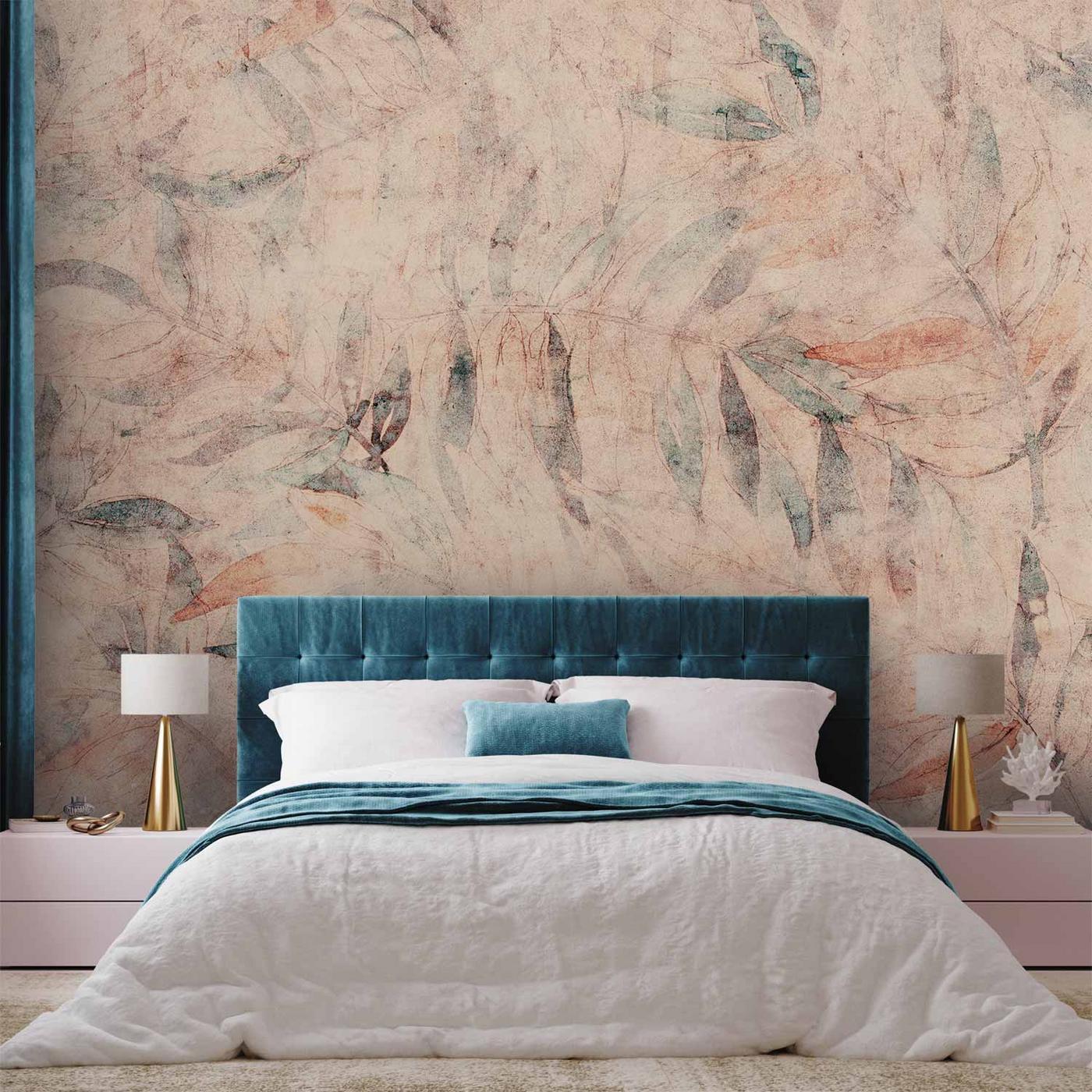 Fotobehang - Greek laurels - composition with leaves in patterns on a background in yellow tones