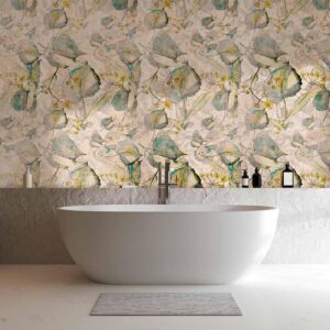 Fotobehang - Green and yellow autumn souvenirs - floral design with leaves