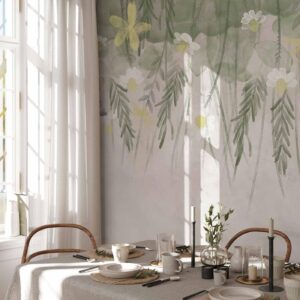 Fotobehang - Home herbarium - subtle floral motif with flowers in watercolour style