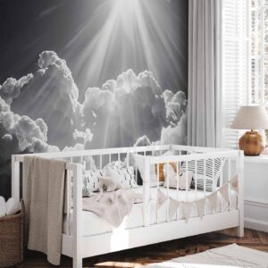 Fotobehang - Hope in the Clouds: Inspiring Rays of the Sun – Awaken Emotions