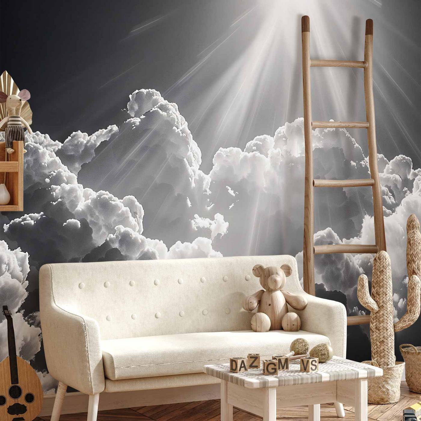 Fotobehang - Hope in the Clouds: Inspiring Rays of the Sun – Awaken Emotions