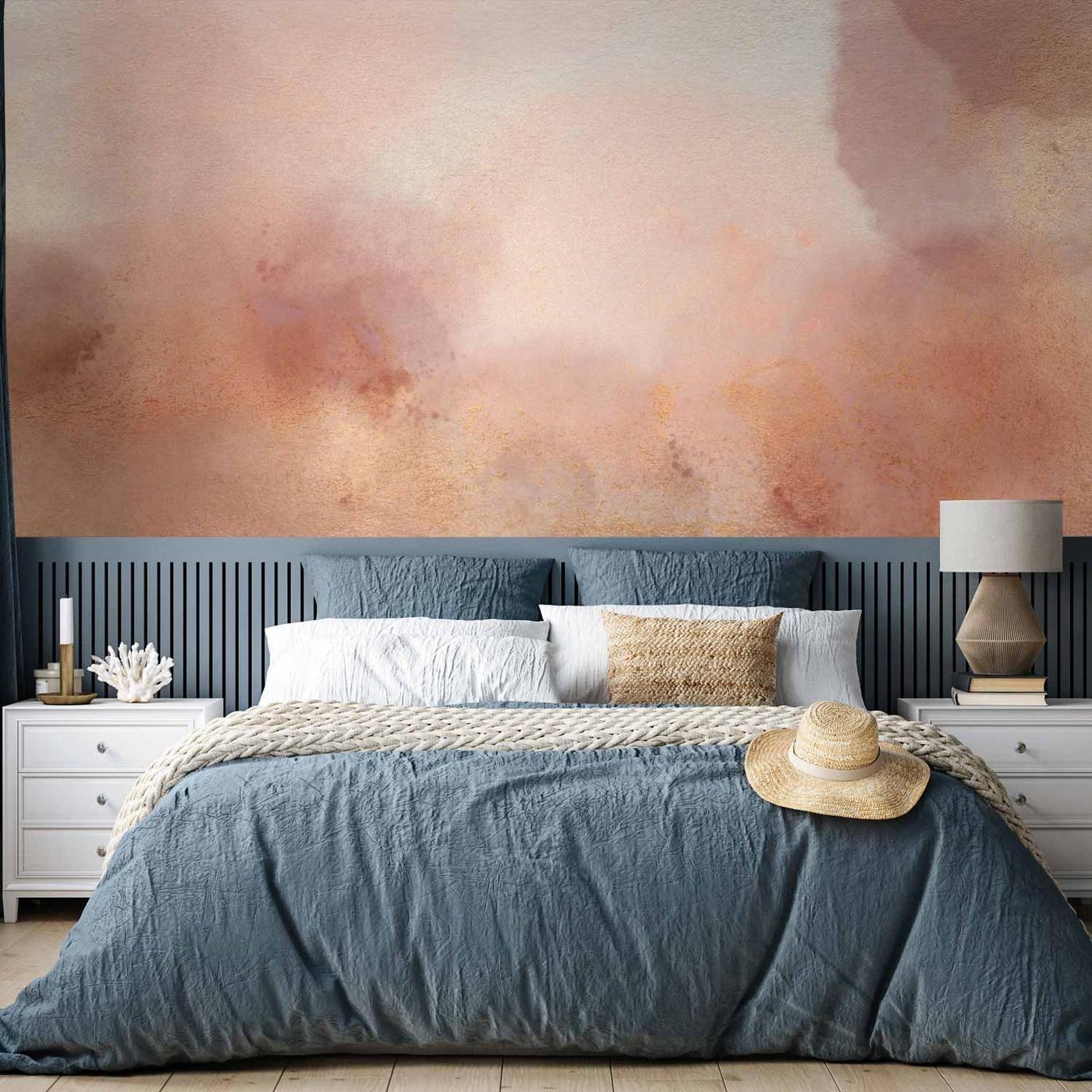 Fotobehang - In pink clouds – soft textures in peach-pink hues