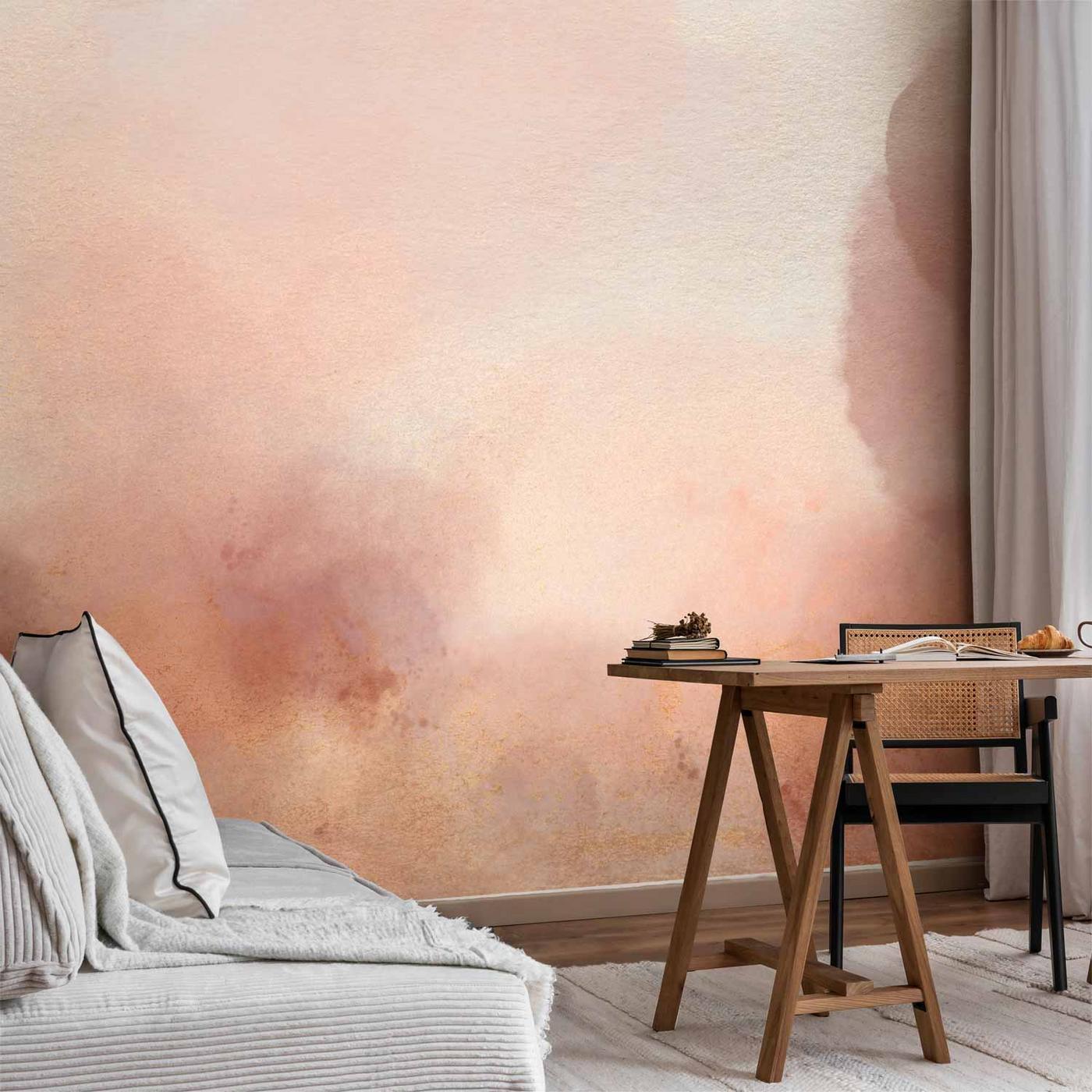 Fotobehang - In pink clouds – soft textures in peach-pink hues