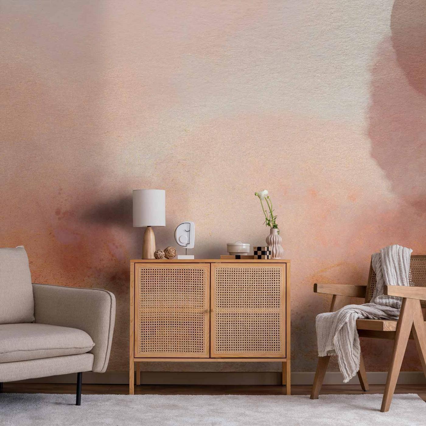 Fotobehang - In pink clouds – soft textures in peach-pink hues