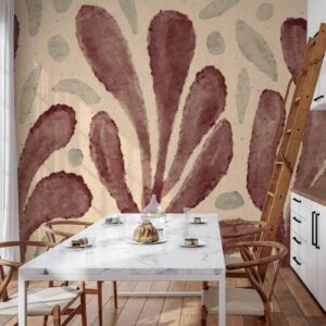 Fotobehang - Leaves and spots – large vibrant shapes inspired by Matisse