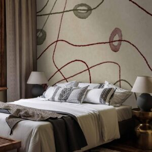 Fotobehang - Lines and shapes – bead labyrinth on a pale washed background