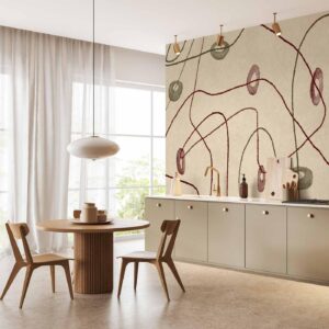 Fotobehang - Lines and shapes – bead labyrinth on a pale washed background