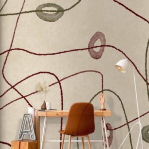 Fotobehang - Lines and shapes – bead labyrinth on a pale washed background