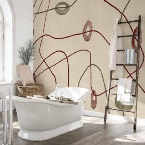 Fotobehang - Lines and shapes – bead labyrinth on a pale washed background