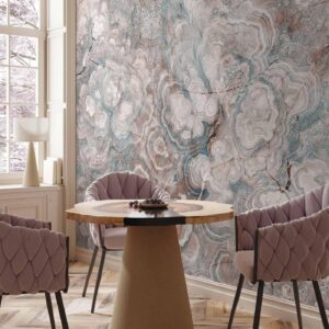 Fotobehang - Marble Flowers - Natural Stone Structures in Pastel Colours