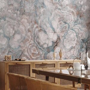 Fotobehang - Marble Flowers - Natural Stone Structures in Pastel Colours