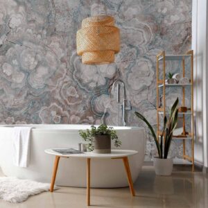 Fotobehang - Marble Flowers - Natural Stone Structures in Pastel Colours