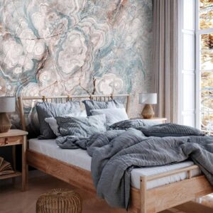 Fotobehang - Marble Flowers - Natural Stone Structures in Pastel Colours