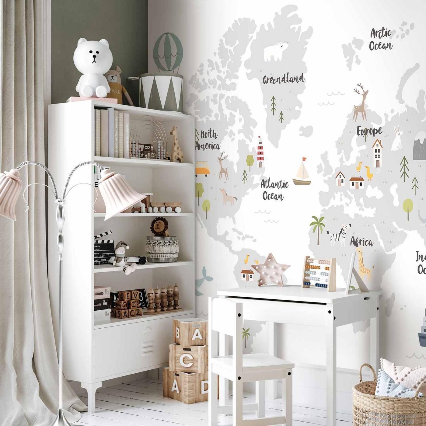 Fotobehang - Minimalist Map for Children's Room