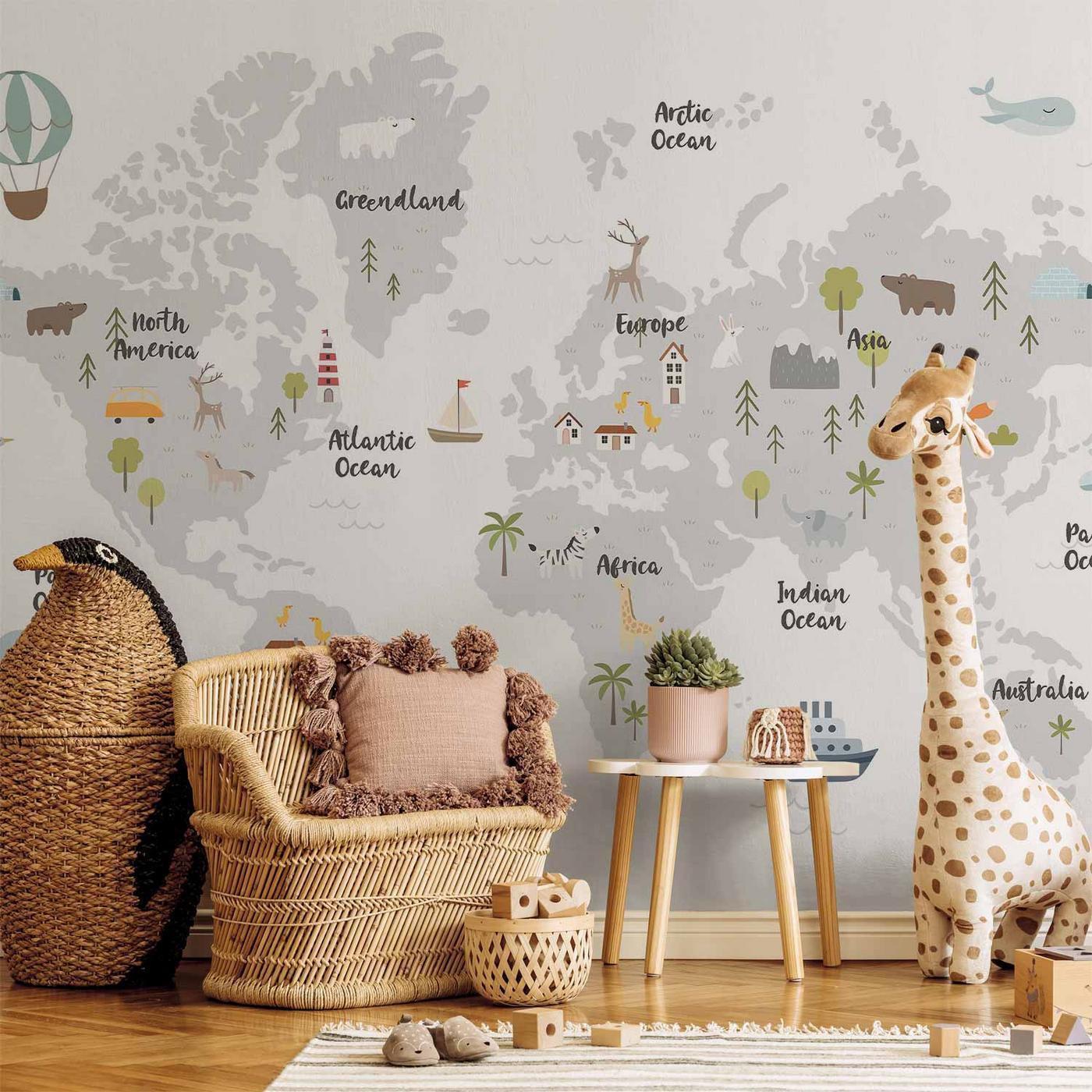 Fotobehang - Minimalist Map for Children's Room