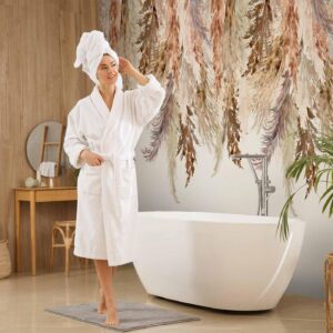 Fotobehang - Minimalist boho landscape - dangling leaves in beige colours