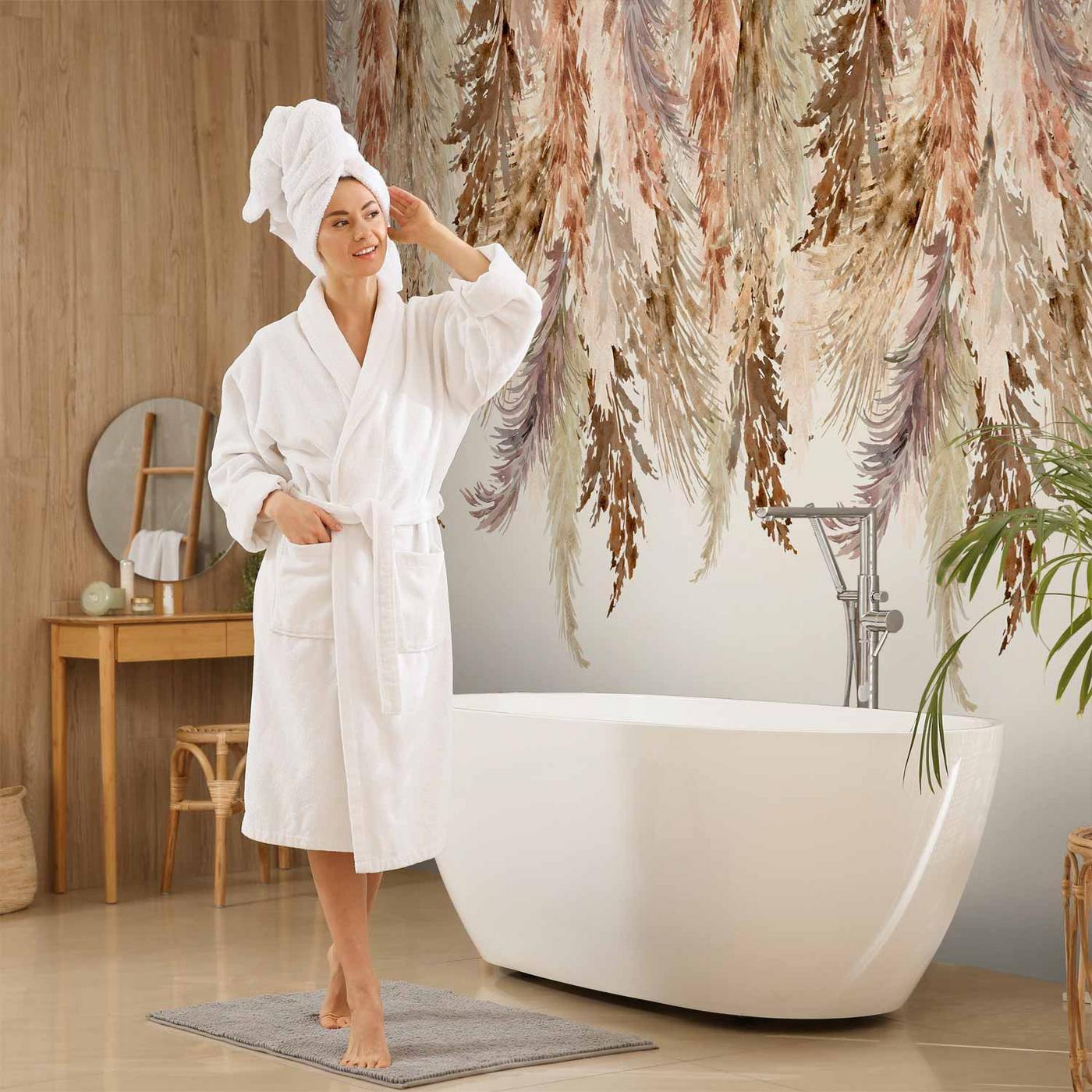 Fotobehang - Minimalist boho landscape - dangling leaves in beige colours