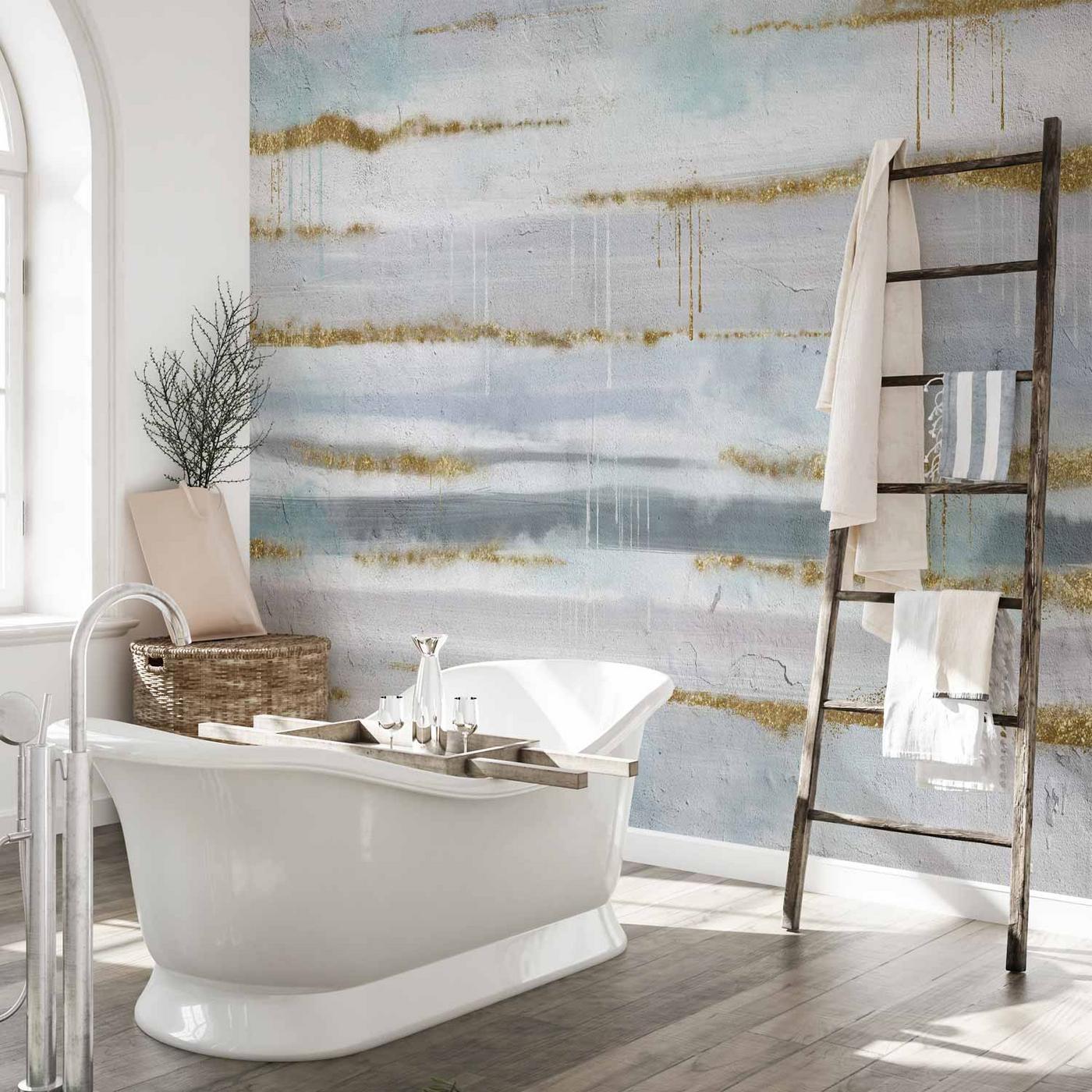 Fotobehang - Modernist background - abstract stripes pattern with gold patterns