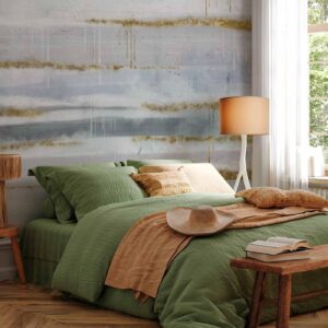 Fotobehang - Modernist background - abstract stripes pattern with gold patterns