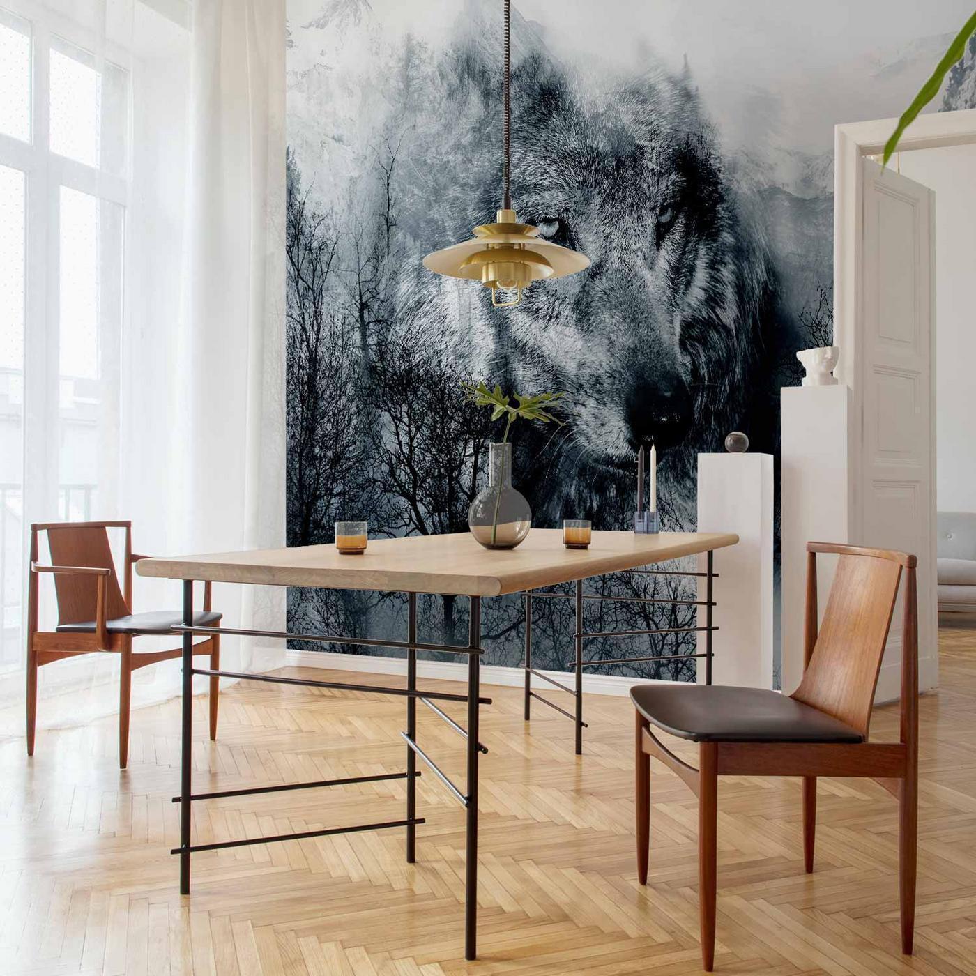 Fotobehang - Mountain Predator (Black and White)