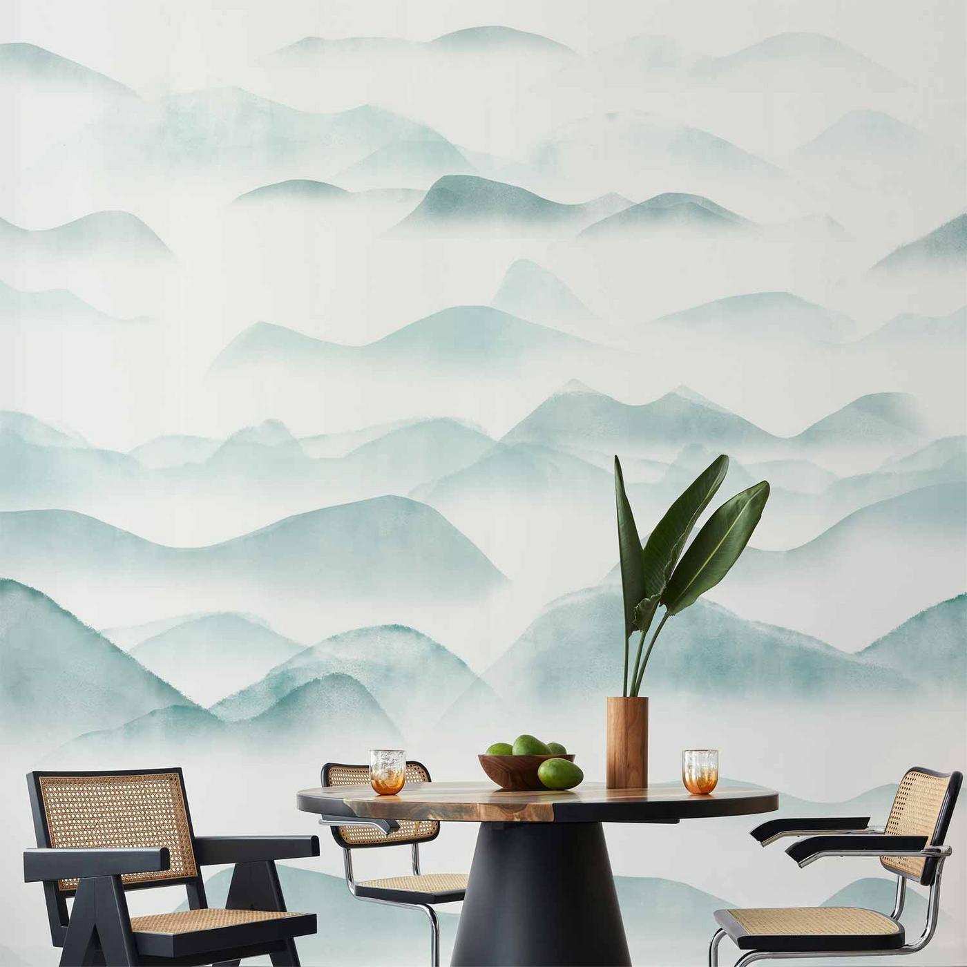 Fotobehang - Mountains in the Fog