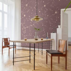 Fotobehang - Night Sky - Artistic Constellations and Stars in Pastel Shades