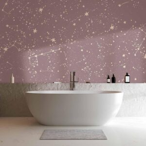 Fotobehang - Night Sky - Artistic Constellations and Stars in Pastel Shades