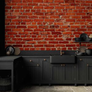 Fotobehang - Old wall – retro-style red brick wall