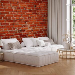 Fotobehang - Old wall – retro-style red brick wall