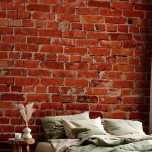 Fotobehang - Old wall – retro-style red brick wall