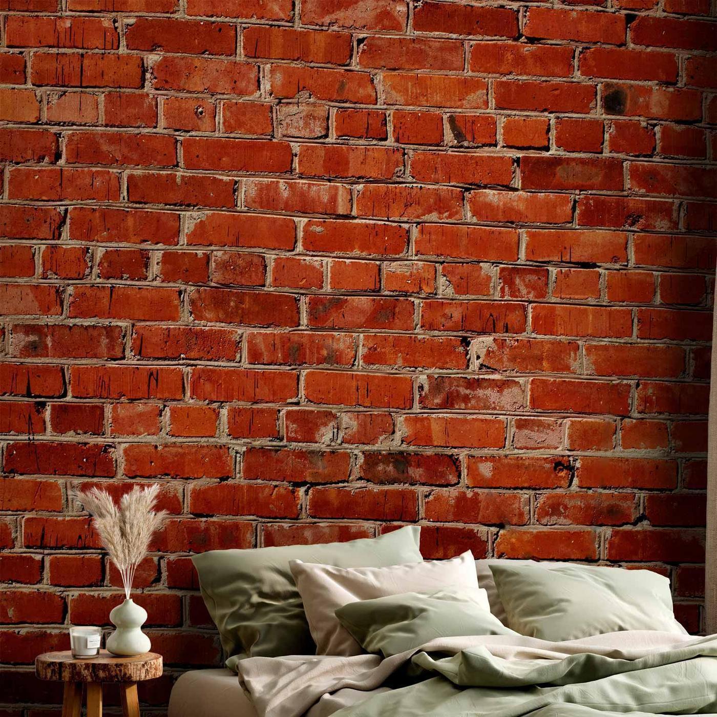 Fotobehang - Old wall – retro-style red brick wall