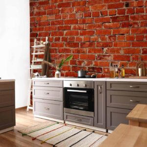 Fotobehang - Old wall – retro-style red brick wall