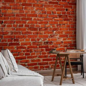 Fotobehang - Old wall – retro-style red brick wall