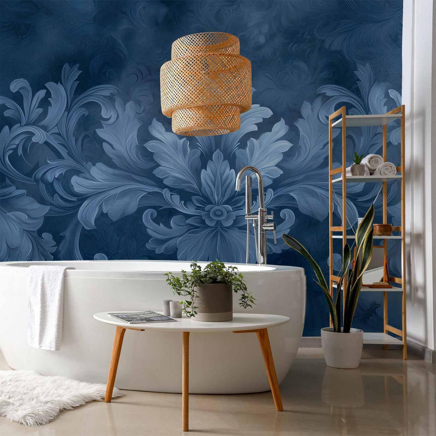 Fotobehang - Ornament in Blue and Cool Colors Dark Blue Decoration
