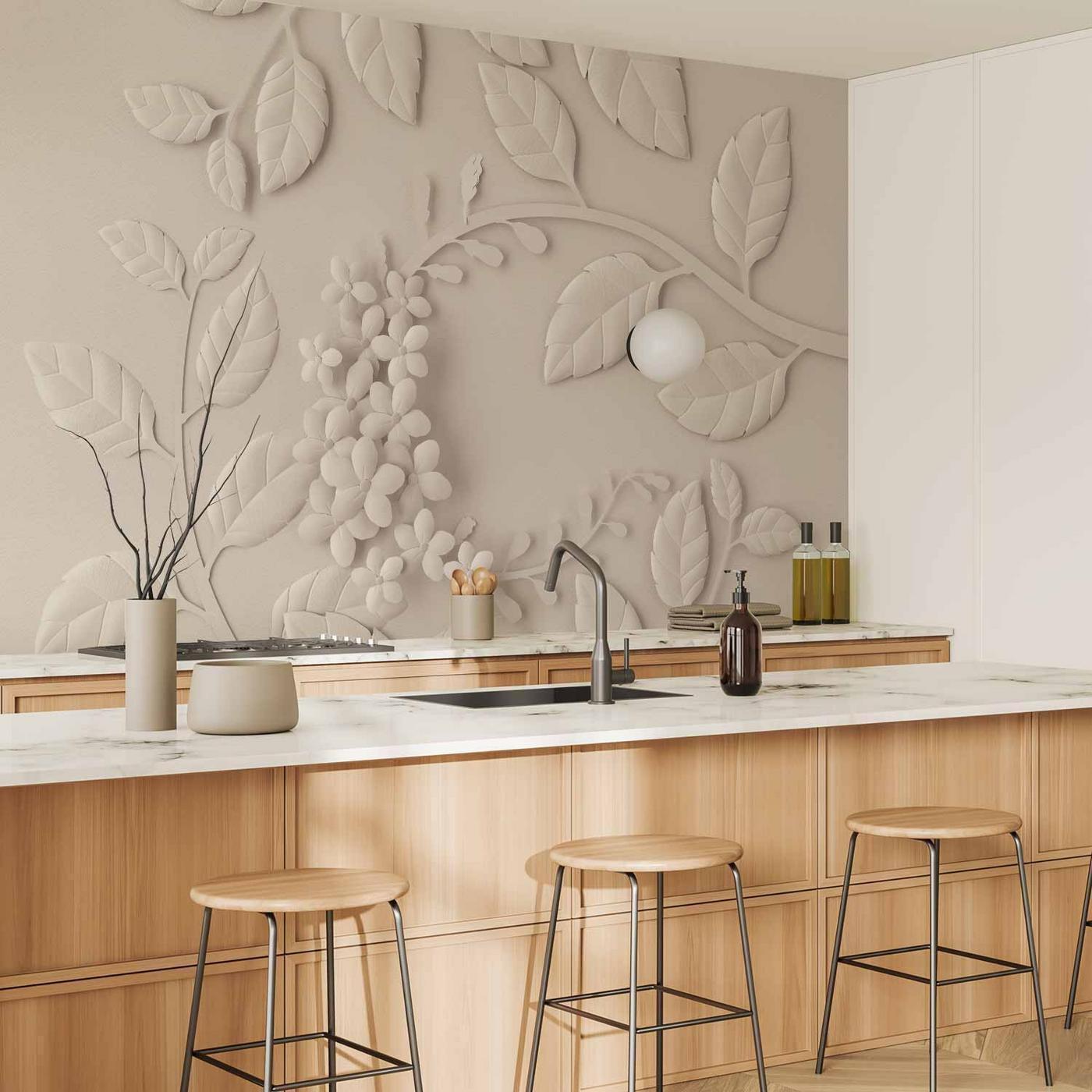 Fotobehang - Paper Flowers (Cream)