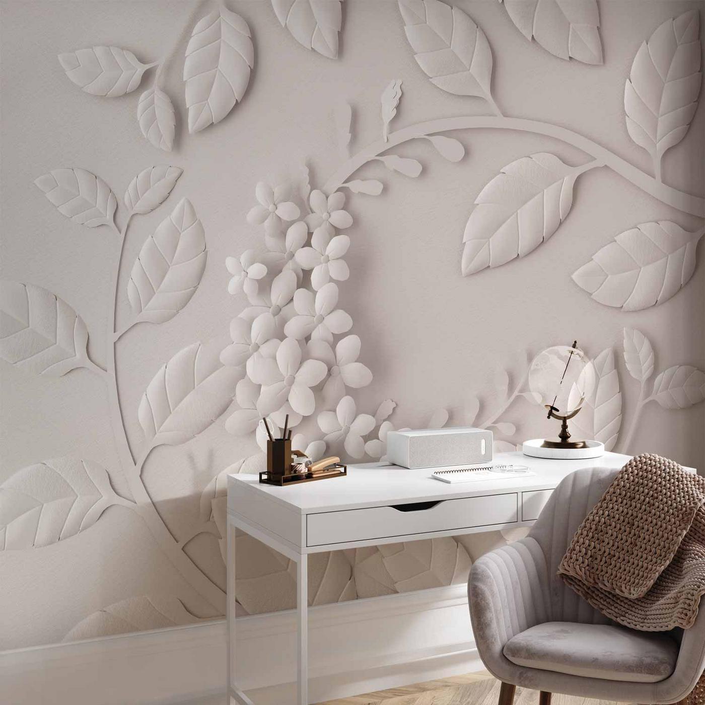 Fotobehang - Paper Flowers (Cream)