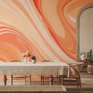 Fotobehang - Peach Abstraction - Abstraction with Smoothly Transitioning Colors in Orange Tones